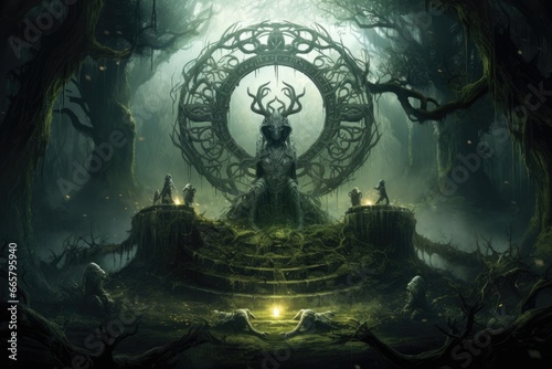 Mystical forest and sacrifice to the gods