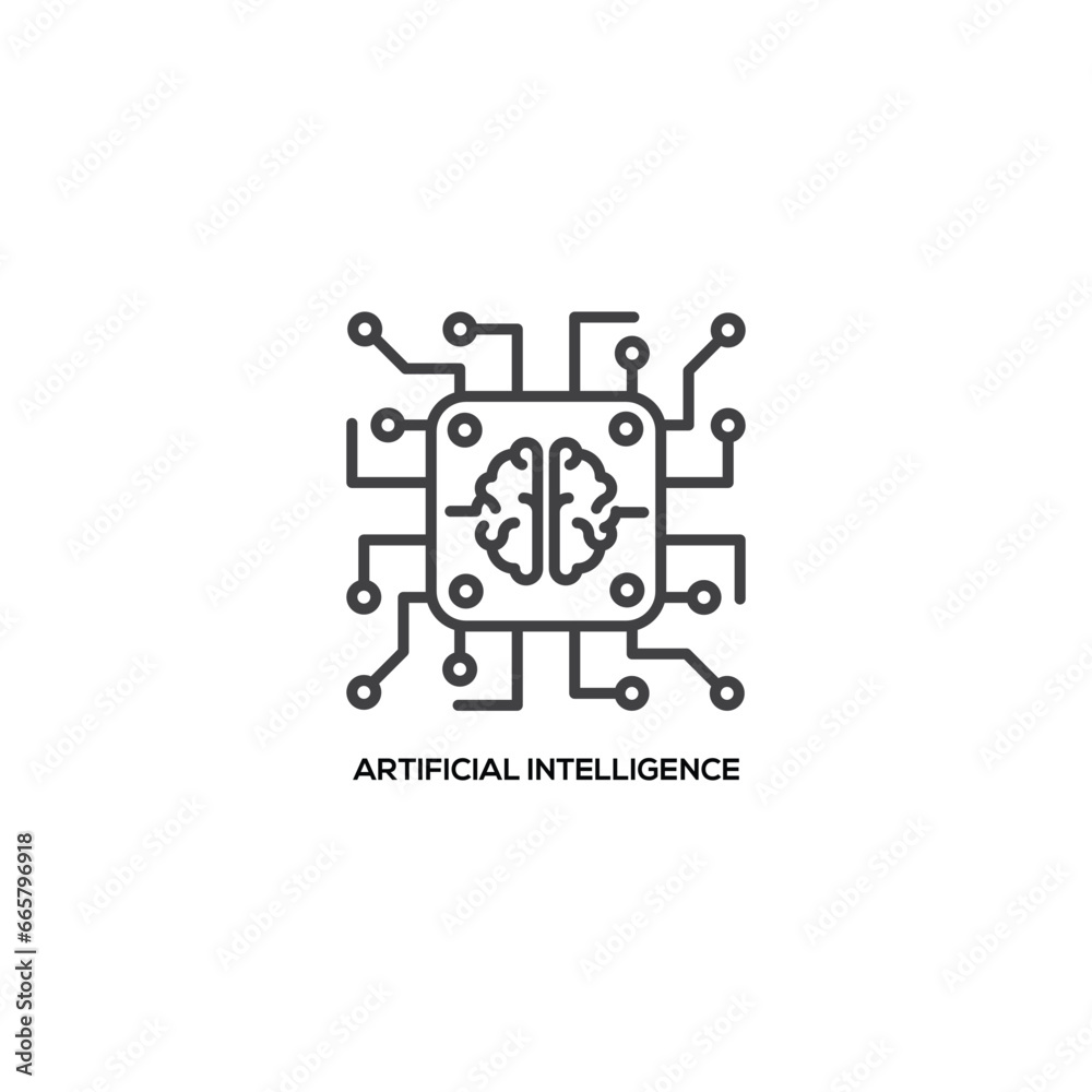 Artificial Intelligence, technology concept. Modern sign, linear pictogram, outline symbol, simple thin line vector design element template Artificial Intelligence, technology concept. Modern sign, linear pictogram, outline symbol, simple thin line vector design element template