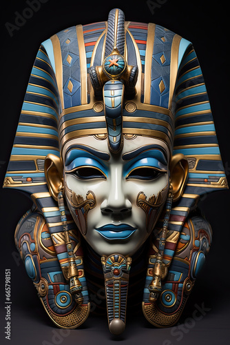 .Illustration of Egyptian masks AI generated.