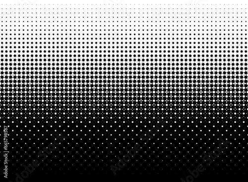 Diminishing stars . Geometric pattern in arabic style on a white background. Seamless in one direction. Long fadeout