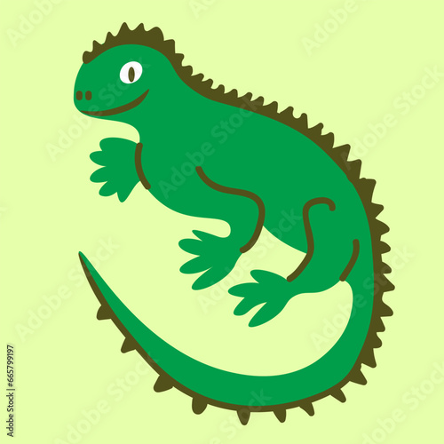 green lizard in vector. wild animal in flat style. Template for poster logo icon for app website. Series of animal images in flat style