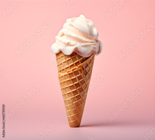 An full ice cream cone, on a white background