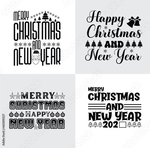 Happy new year and merry christmas typography t shirt deasign photo