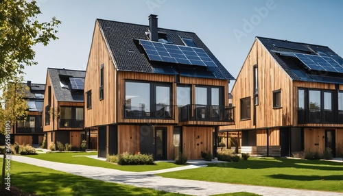 Eco-friendly multifamily homes: Modern design with photovoltaic cells
