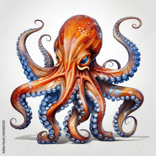 Realistic Octopus: Enigmatic Underwater Creature , Medieval Fantasy RPG Illustration