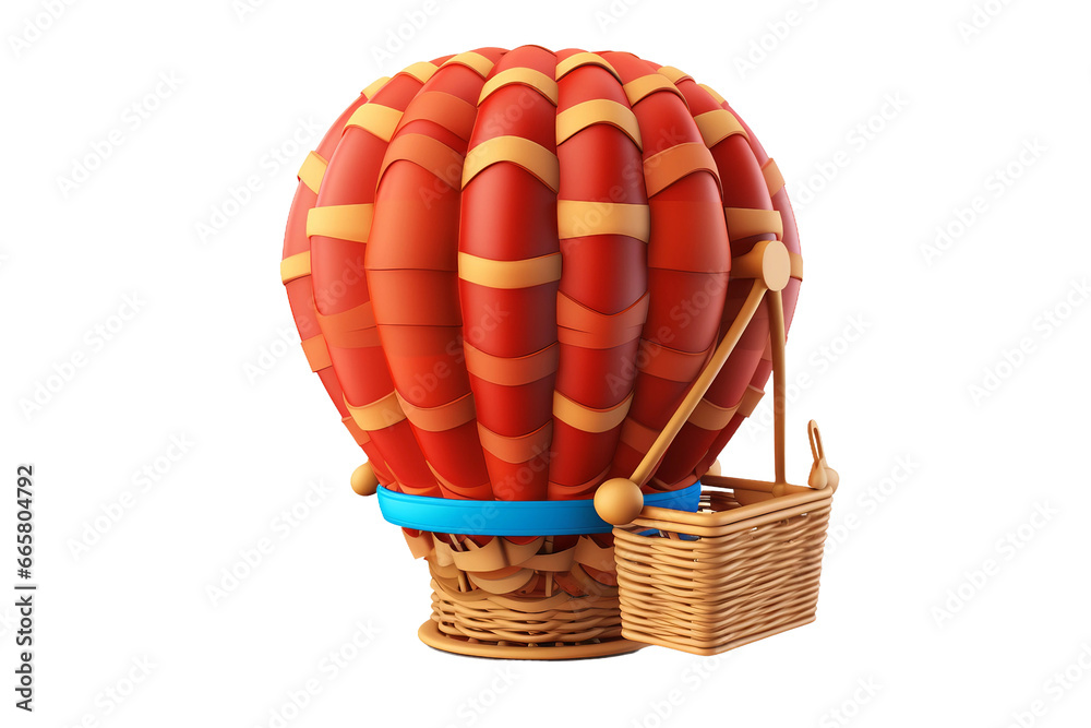 Colorful Retro Hot Air Balloon on transparent background.