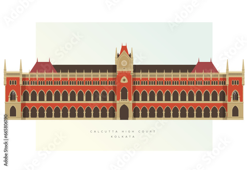 Kolkata City - Calcutta High Court Building -  Icon Illustration photo