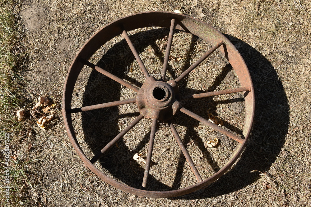 Rusty Antique Wagon Wheel