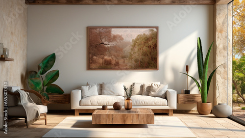 mock up frame in modern living room interior