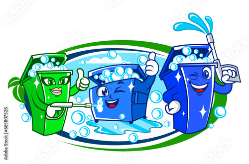 Trash can bin cleaning logo