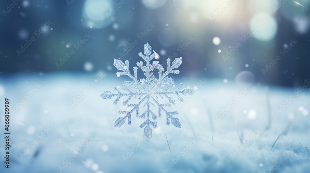 Universal winter background with snowflake - generative ai Universal winter background with snowflake - generative ai