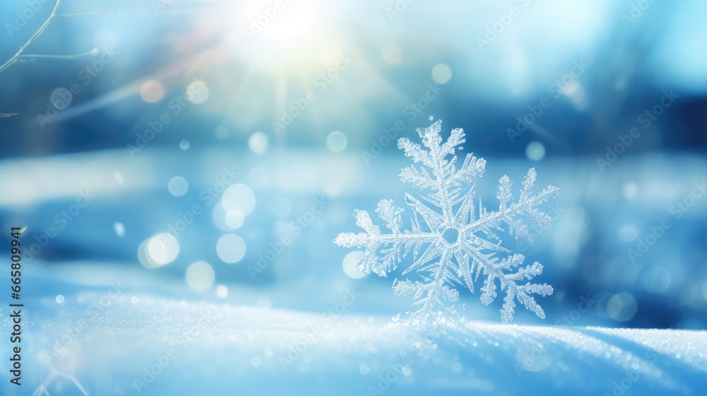 Universal winter background with snowflake - generative ai Universal winter background with snowflake - generative ai
