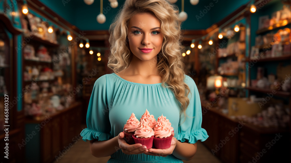 beautiful girl with a cake