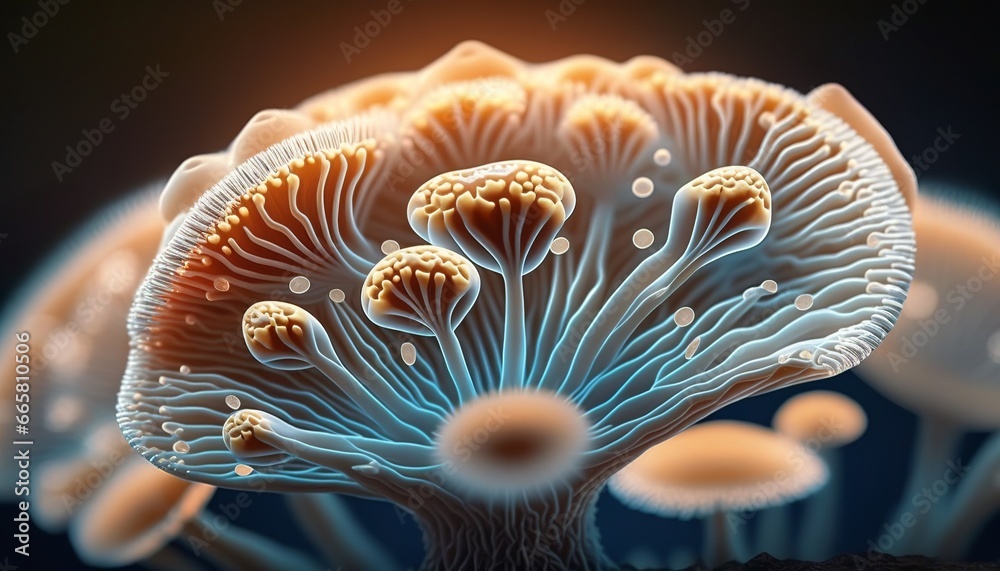 close-up of spreading cap mushroom design illustration close-up of spreading cap mushroom design illustration