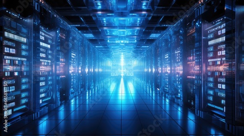 The interior of a modern server room - generative ai