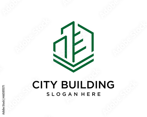 green line city building logo design template