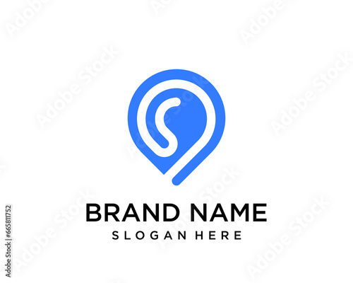 modern blue ear with pin location logo design template