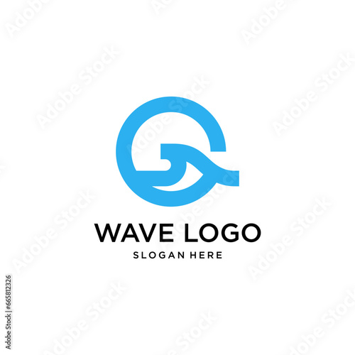 modern wave with letter G logo design template