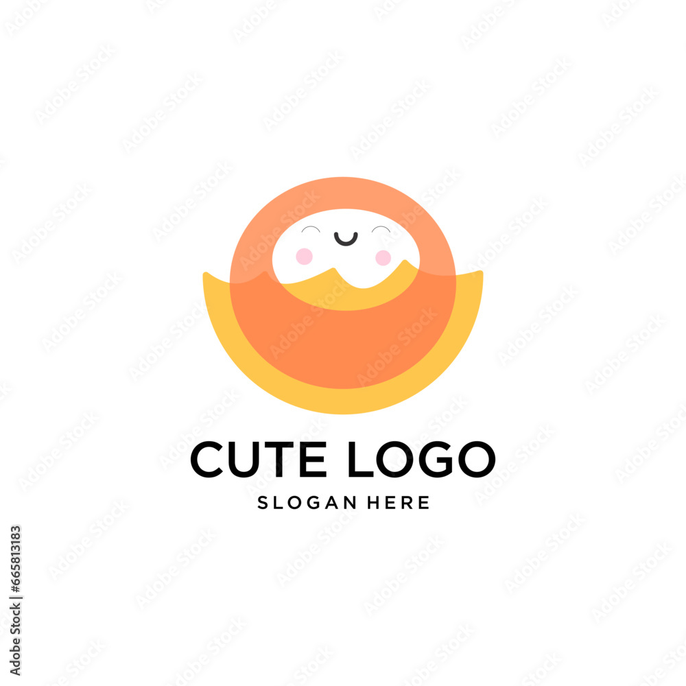 cute logo with baby smile logo design template