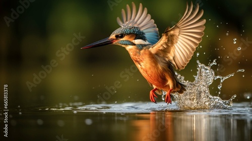 Female Kingfisher emerging from the water after an unsuccessful dive to grab a fish.  © Ahtesham