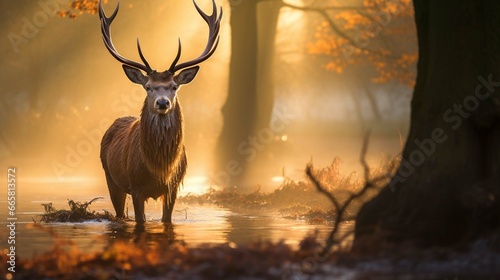 Red Deer in morning Sun.