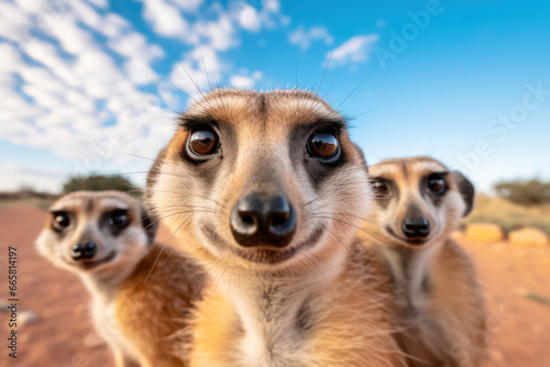 A meerkat family huddled together in a circle, their unity and cooperation exemplifying the strength and resilience of these social creatures, a heartwarming sight in the vast savannah landscap © Matthias
