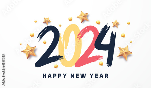 Fotografia Happy New Year 2024 with calligraphic and brush painted text effect