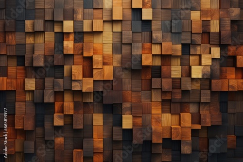 Wallpaper Mural Wood squares background - generative ai Torontodigital.ca