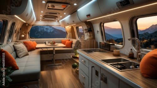 AI generated illustration of an interior of a cozy house vehicle © Wirestock