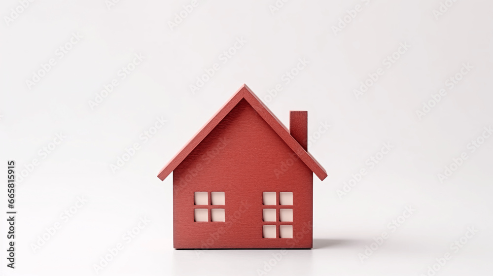 Model of a red house on a white background. Real estate concept Model of a red house on a white background. Real estate concept