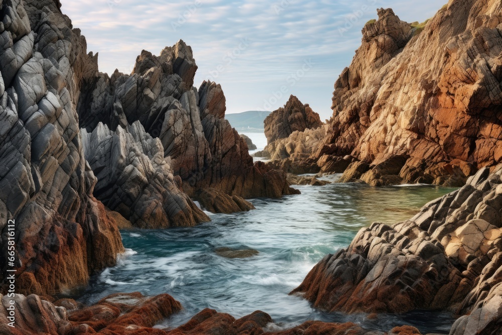 Picturesque rocks on the seashore Nature Seascape with Exotic Boulders Picturesque rocks on the seashore Nature Seascape with Exotic Boulders