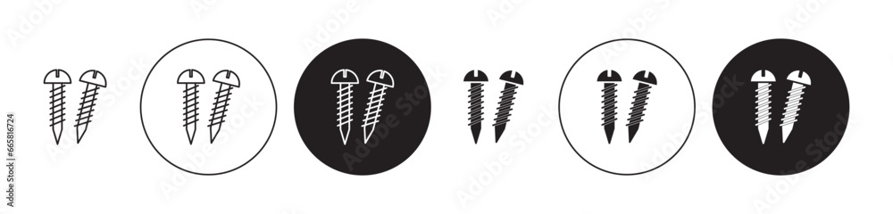 Screws thin line icon set. hardware drill bolt vector symbol in black and white color