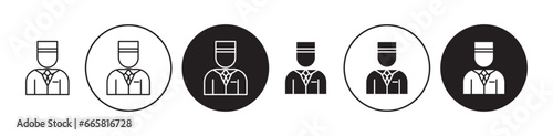 valet thin line icon set. parking service driver vector symbol in black and white color photo