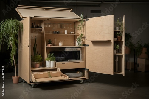 A compact and movable living unit. Generative AI
