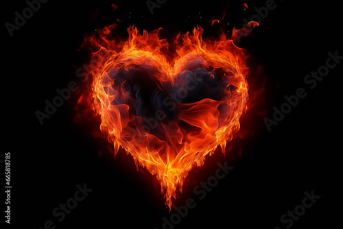 Burning neon heart black background © Brijesh