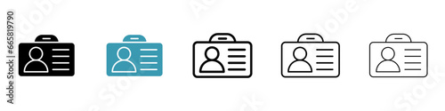 Visitor vector thin line icon set. workplace id tag vector symbol. event vip identification card sign for web ui designs photo