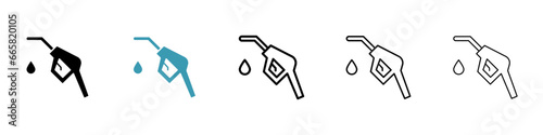 petrol vector thin line icon set. gasoline or diesel pump nozzle vector symbol for web ui designs photo