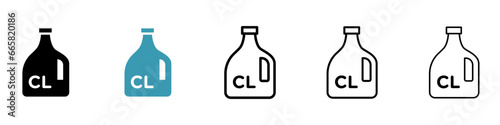 liquid Chlorine chemical vector thin line icon set. pool water cleaning chlorine vector symbol for web ui designs photo