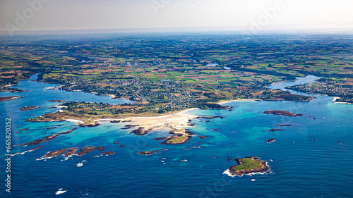 Morbihan from sky in french britanny,morbihan gulf, lorient, vannes quiberon and Groix island