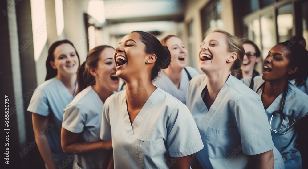 Obraz premium Dedication in Learning: Student Nurses at College Training. Generative ai
