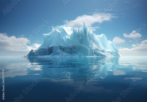 Iceberg in clear blue water and hidden danger under water. Floating ice in ocean. Arctic nature landscape. Affected by climate change. Hidden danger and global warming concept © ratatosk