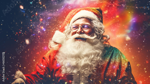 Smiling Santa Claus with rainbow colors. Generated with ai. © Andreas
