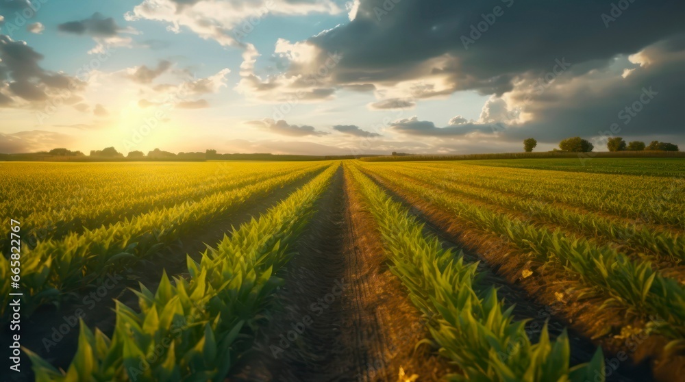 Sunset over the field. Sunset over the field.