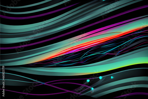 Abstract glowing swirling colorful light line rays in space for digital musical scientific futuristic theme