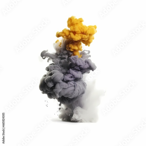 Colored powder explosion on gradient white background.
