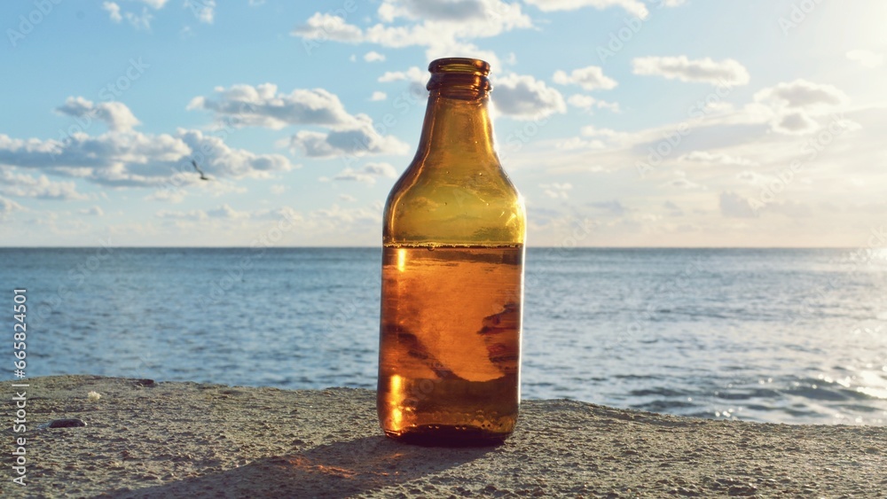 beer bottle on the beach beer bottle on the beach