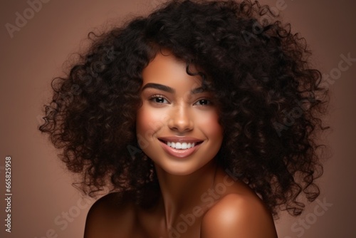 photo portrait of a beautiful dark-skinned woman with a perfect smile. Fashion and beauty.