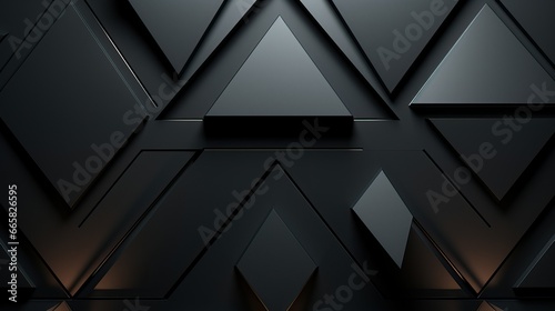 3d rendering of abstract metallic background with glowing black triangle shapes, Reflective surface, geometric design, dark pattern, triangle texture, dark wallpaper