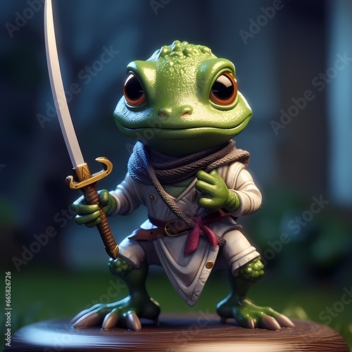 Frog With Sword Vector Art, Illustration and Graphic