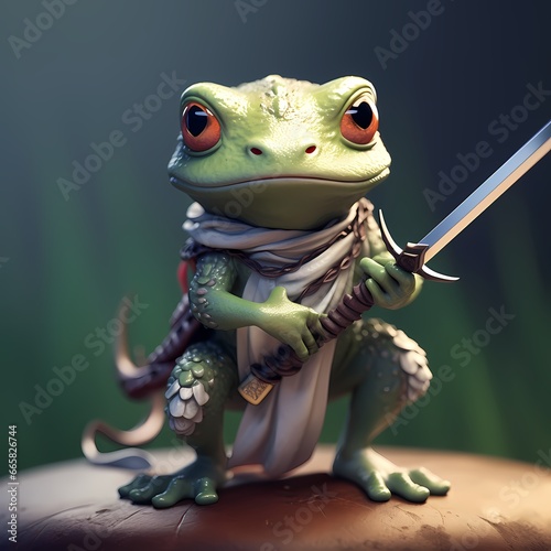 Frog With Sword Vector Art, Illustration and Graphic